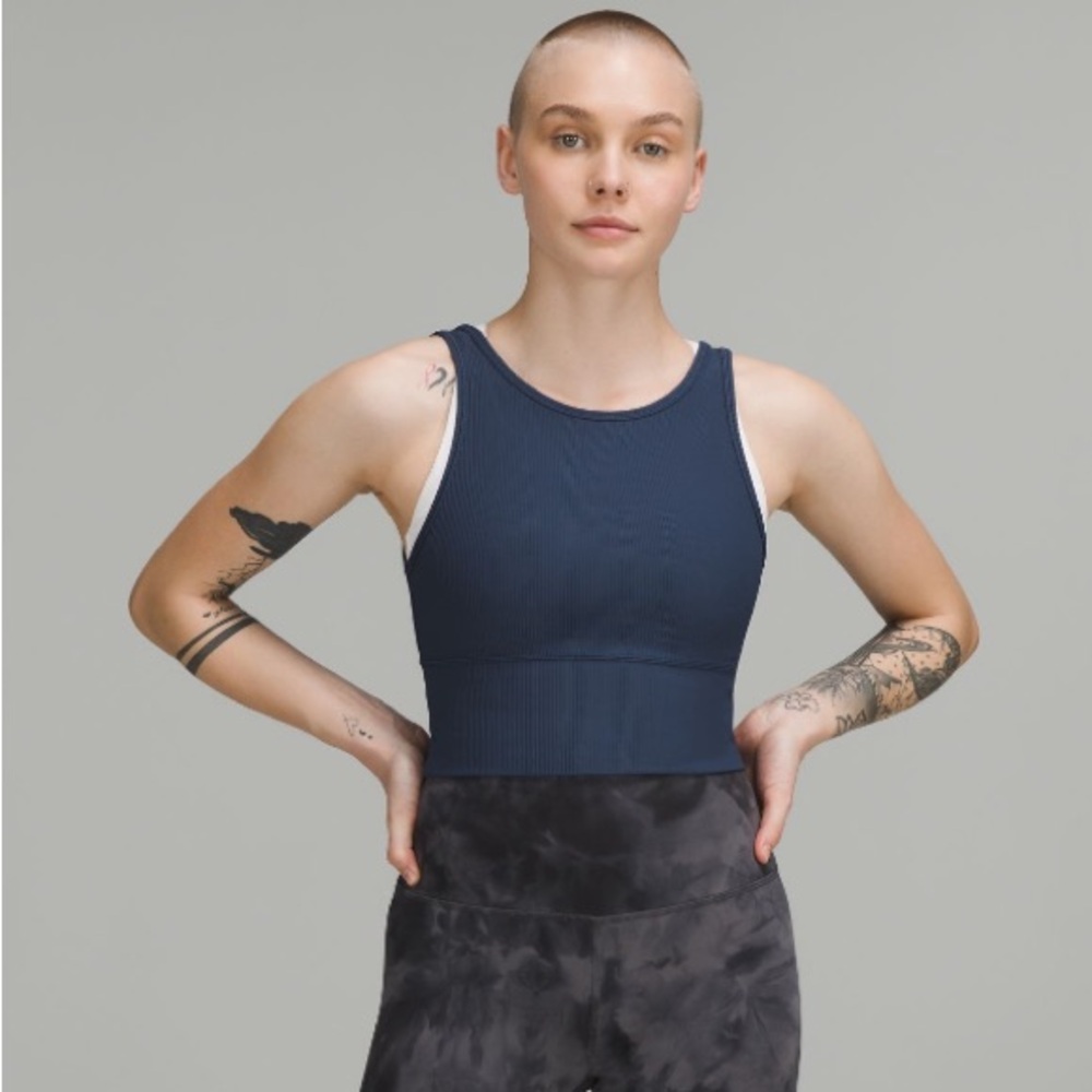 NWOT Lululemon Power Pivot Ribbed Tank Top Blue